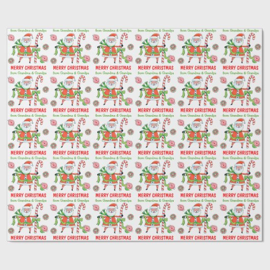 Niedlich Retro Santa Claus Candy Weihnachten Geschenkpapier (Flach)