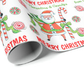 Niedlich Retro Santa Claus Candy Weihnachten Geschenkpapier (Rolleneckpunkt)
