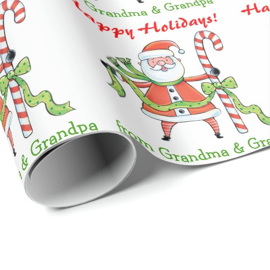 Niedlich Retro Santa Claus Personalisiert Geschenkpapier (Rolleneckpunkt)