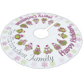 Niedlich Retro Santa Owls DEINEN NAMEN HIER Baumro Polyester Weihnachtsbaumdecke (Schrägansicht)