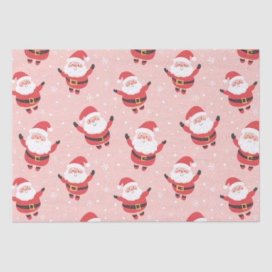 Niedlich Retro Santa Pink Weihnachts-Tissue Paper Seidenpapier (Vorderseite)