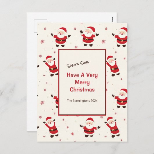 Niedlich Retro Santa Weihnachten Postkarte (Vorne/Hinten)