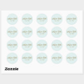 Niedlich Retro Script Pastel BLue Runder Aufkleber (Blatt)