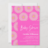 Niedlich Retro skandinavische Blume Rosa Kinderdus Einladung (Vorderseite)