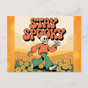 Niedlich Retro Skeleton Bleibe Spooky Halloween Postkarte
