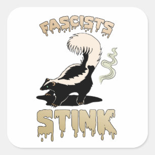 Niedlich Retro Skunk - Faschisten stink Quadratischer Aufkleber