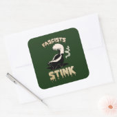 Niedlich Retro Skunk - Faschisten stink Quadratischer Aufkleber (Umschlag)