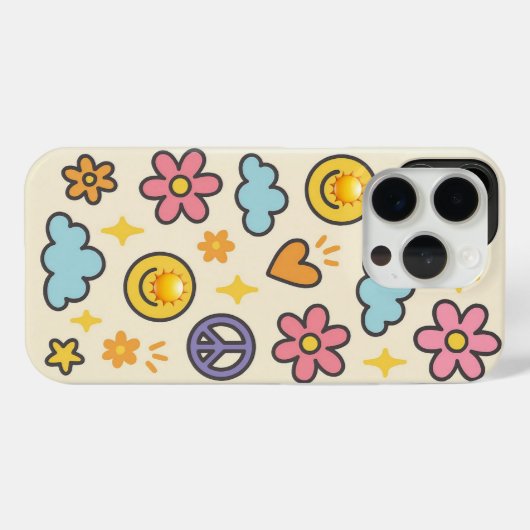 Niedlich Retro Smiley & Peace Case-Mate iPhone Hülle (Rückseite (Horizontal))