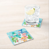 Niedlich Retro Snowman Weihnachten Rechteckiger Pappuntersetzer (Vor Ort)