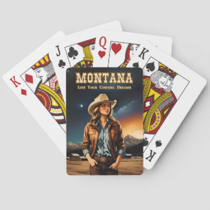 Niedlich Retro Style Night Sky Montana Cowgirl Spielkarten