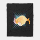 Niedlich Retro Vibes Chick Blasing Bubblegum Black Fleecedecke (Vorderseite)