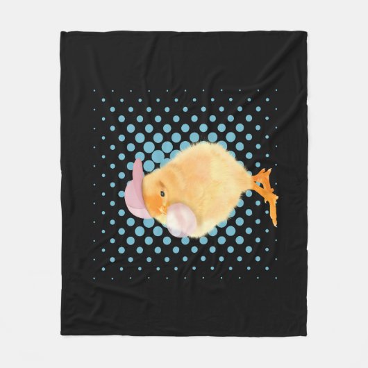 Niedlich Retro Vibes Chick Blasing Bubblegum Black Fleecedecke (Vorderseite)