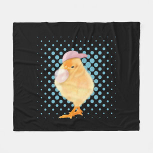 Niedlich Retro Vibes Chick Blasing Bubblegum Black Fleecedecke