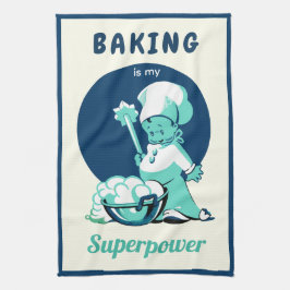 Niedlich Retro Vintag Blue Boy Baker Geschirrtuch