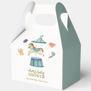 Niedlich Retro Vintag Carousel Carnival Baby Dusch Geschenkschachtel