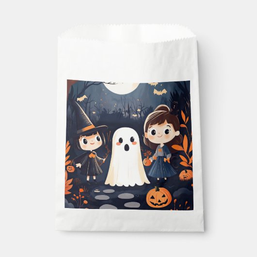 Niedlich Retro Vintag Halloween Kids Ghost Pumpkin Geschenktütchen (Vorderseite)