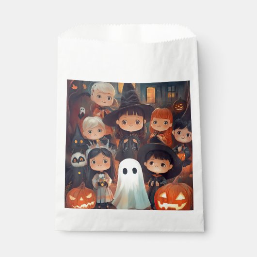 Niedlich Retro Vintag Halloween Kids Ghost Pumpkin Geschenktütchen (Vorderseite)