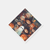 Niedlich Retro Vintag Halloween Kids Ghost Pumpkin Serviette (Ecke)