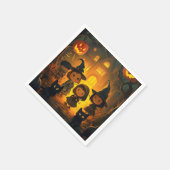 Niedlich Retro Vintag Halloween Kids Ghost Pumpkin Serviette (Ecke)