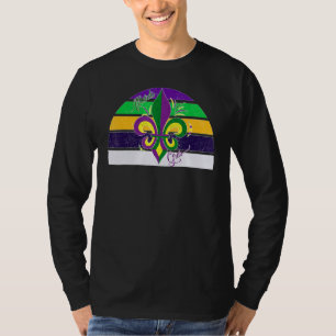 Niedlich Retro Vintag Mardi Gras Lilie Jugend M T-Shirt