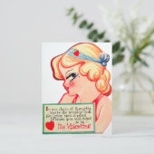 niedlich Retro Vintag Valentine Girl Feiertagspostkarte (Stehend Vorderseite)