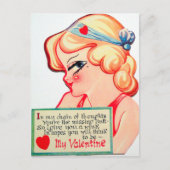 niedlich Retro Vintag Valentine Girl Feiertagspostkarte (Vorderseite)