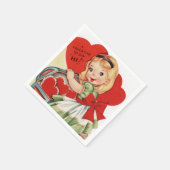 Niedlich Retro Vintag Valentine Girl Party Serviet Serviette (Ecke)