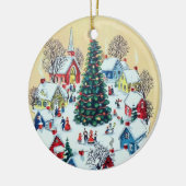 Niedlich Retro Vintage Weihnachtsdorf Keramik Ornament (Links)