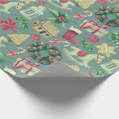 Niedlich Retro-Weihnachten Geschenkpapier (Ecke)
