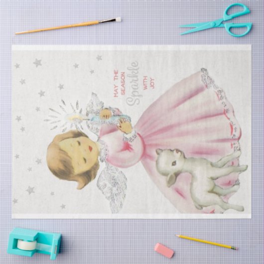 Niedlich Retro-Weihnachtsangel-Decoupage Seidenpapier (Basteln)