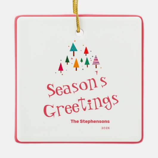 Niedlich Retro Weihnachtsbaum Keramikornament (Vorderseite)