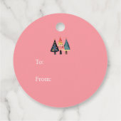 Niedlich Retro Weihnachtsbaum Rosa Feiertag Geschenkanhänger (Rückseite)