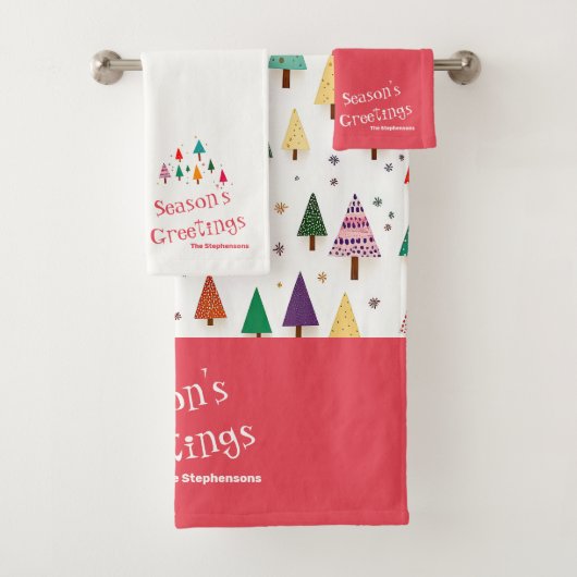 Niedlich Retro Weihnachtsbäume Handtuch Set (Insitu)