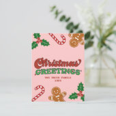 Niedlich Retro Weihnachtsgrüße Feiertagskarte (Stehend Vorderseite)