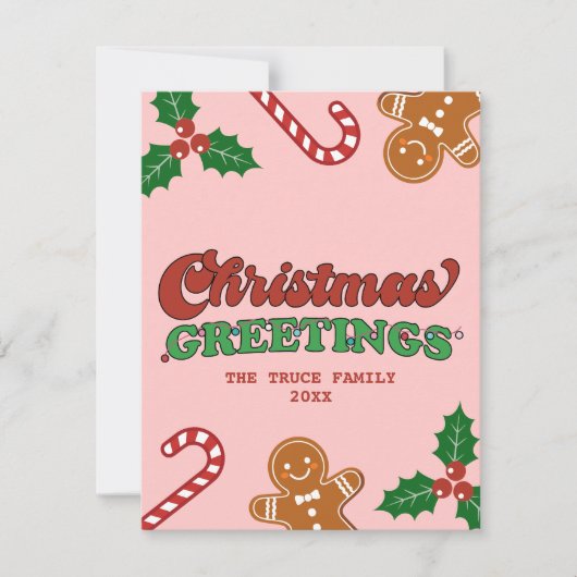 Niedlich Retro Weihnachtsgrüße Feiertagskarte (Vorderseite)