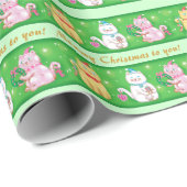 Niedlich Retro Weihnachtskatzen Geschenkpapier (Rolleneckpunkt)