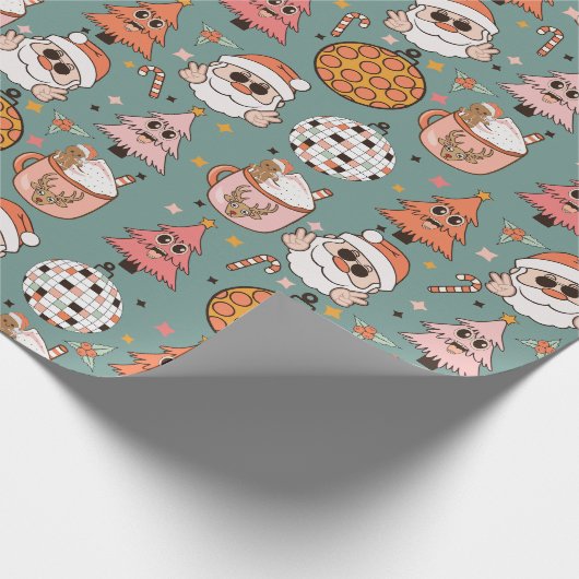 Niedlich Retro Weihnachtsmuster Geschenkpapier (Ecke)
