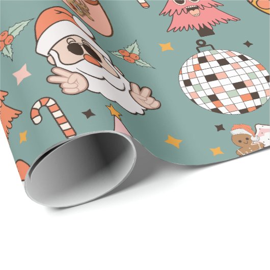 Niedlich Retro Weihnachtsmuster Geschenkpapier (Rolleneckpunkt)