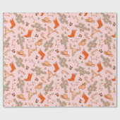 Niedlich Retro Western Weihnachten Geschenkpapier (Flach)