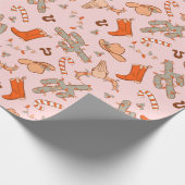 Niedlich Retro Western Weihnachten Geschenkpapier (Ecke)