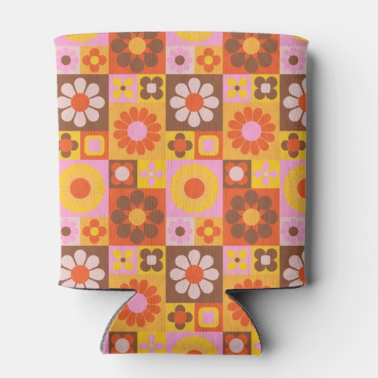 Niedlich Retroflor Rosa Orange Bat Mitzvah Custom Dosenkühler (Rückseite)