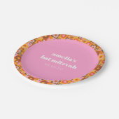 Niedlich Retroflor Rosa Orange Bat Mitzvah Custom Pappteller (Schrägansicht)