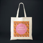 Niedlich Retroflor Rosa Orange Bat Mitzvah Custom Tragetasche<br><div class="desc">Niedlicher Retro Groovy Blütenrosa Orangensaft Mitzvah Custom Tote Bag</div>