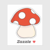 Niedlich Retrorot gepunkteter Pilz Aufkleber (Blatt)