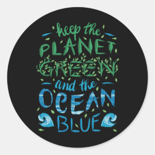 Niedlich Retten Sie den Planeten Ökologie Öko Blue Runder Aufkleber