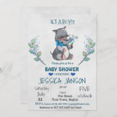 NIEDLICH RHINO BOY BABY SHOWING INVITATION EINLADUNG (Vorne/Hinten)