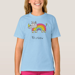 Niedlich Rhino Rainbow Rhinoceros Kinder Cartoon T-Shirt