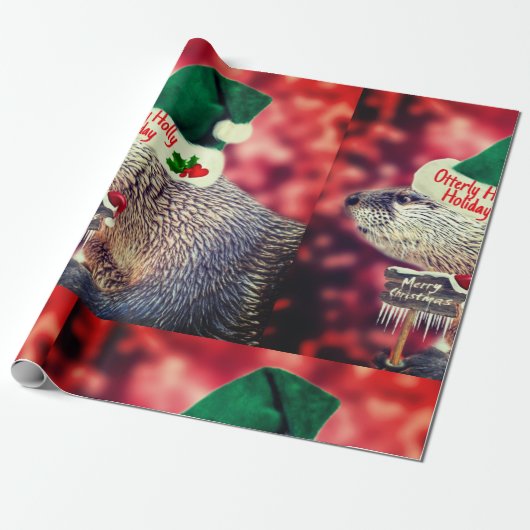 Niedlich River Otter frohe Weihnachtsverpackung Geschenkpapier (Ungerollt)