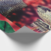 Niedlich River Otter frohe Weihnachtsverpackung Geschenkpapier (Ecke)