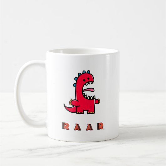 Niedlich Roaring Red Dinosaurier RAAR Kaffeetasse (Links)